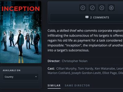 A movie page with the watchlist, seenlist and blacklist controls above its details